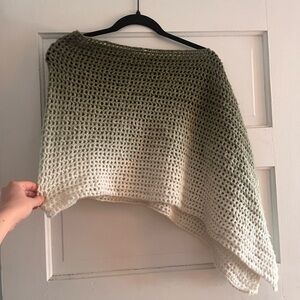 Ombré Off Shoulder Crochet Poncho